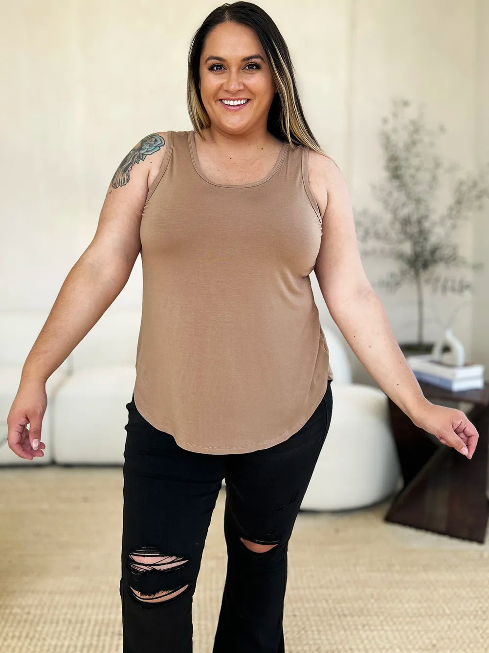 BASIC BAE FULL SIZE ROUND NECK CURVED HEM TANK