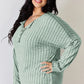 BASIC BAE FULL SIZE RIBBED HALF BUTTON LONG SLEEVE T-SHIRT