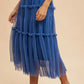 ANNIE WEAR TULLE TIERED MIDI SKIRT