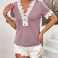 IVY LANE LACE DETAIL V-NECK SHORT SLEEVE T-SHIRT