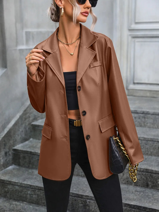 IVY LANE POCKETED BUTTON UP COLLARED NECK BLAZER