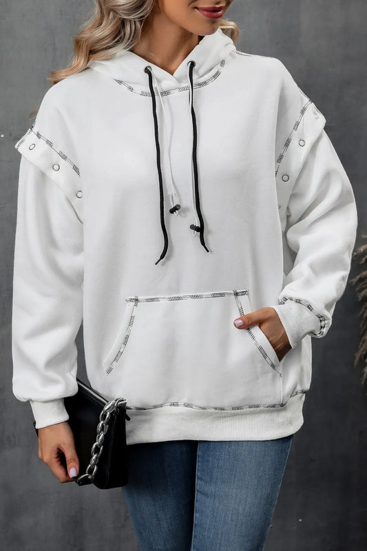 IVY LANE DRAWSTRING KANGAROO POCKET DROPPED SHOULDER HOODIE