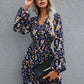 IVY LANE FLORAL LAYERED SURPLICE BALLOON SLEEVE DRESS