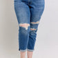 JUDY BLUE FULL SIZE MR VINTAGE WASH BOYFRIEND FIT W/ DESTROY JEANS PLUE SIZE