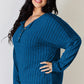 BASIC BAE FULL SIZE RIBBED HALF BUTTON LONG SLEEVE T-SHIRT
