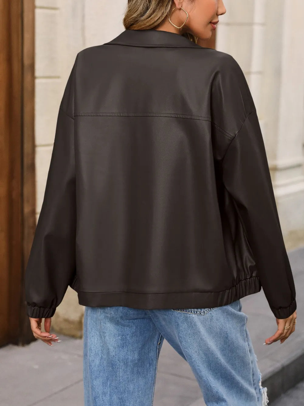IVY LANE ZIP UP DROPPED SHOULDER JACKET
