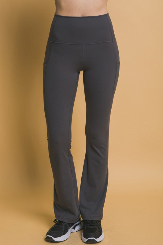 LOVE TREE HIGH WAIST FLARE LEGGINGS WITH SIDE POCKETS