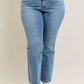 JUDY BLUE FULL SIZE MID RISE WASH DESTROY HEM BOOTCUT JEANS PLUS SIZE