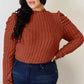 BASIC BAE FULL SIZE RIBBED MOCK NECK PUFF SLEEVE T-SHIRT