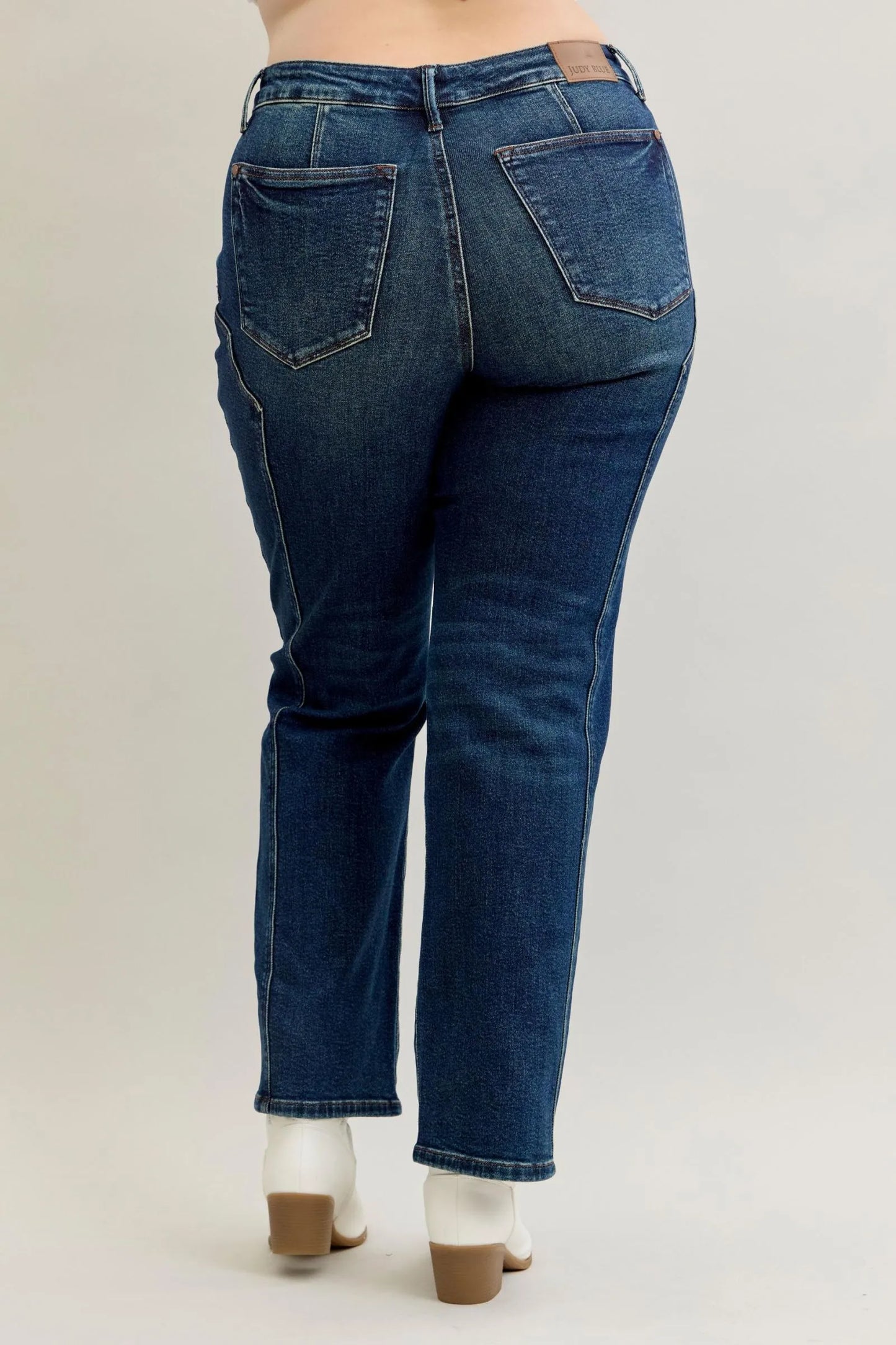 JUDY BLUE FULL SIZE SEAM DETAIL STRAIGHT LEG JEANS PLUS SIZE