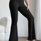 BASIC BAE FULL SIZE RIBBED HIGH WAIST FLARE PANTS