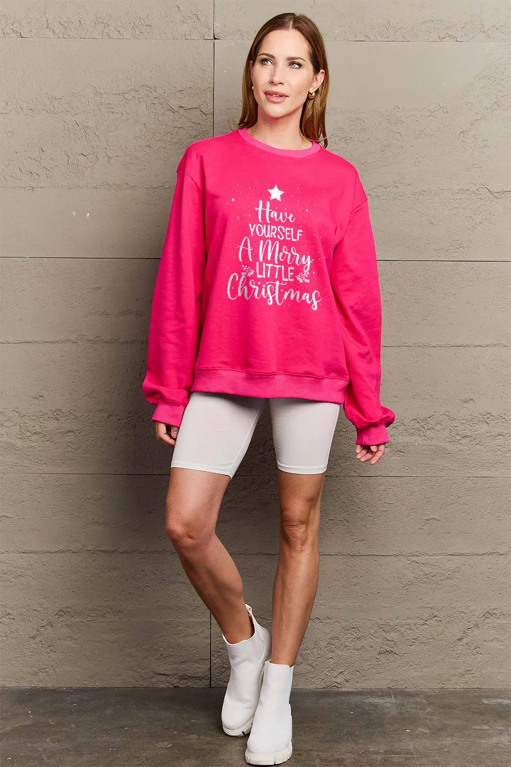 SIMPLY LOVE FULL SIZE HAVE YOURSELF A MERRY LITTLE CHRISTMAS ROUND NECK SWEATSHIRT