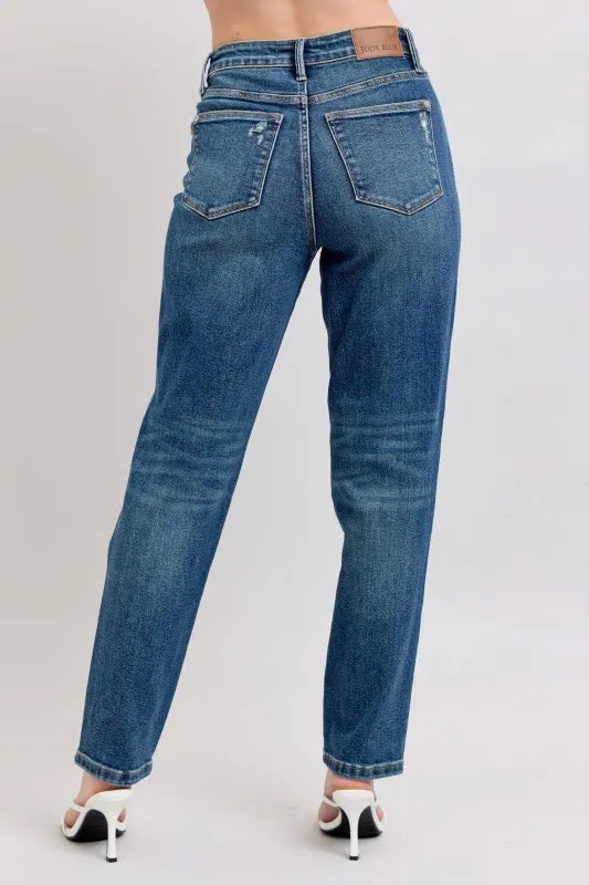 JUDY BLUE FULL SIZE HIGH WAISTED RIGID MAGIC NON-DESTROY STRAIGHT LEG JEANS PLUS SIZE