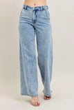 JUDY BLUE FULL SIZE HIGH WAIST WIDE LEG JEANS WITH SKEWED INSEAM PLUS SIZE