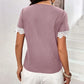 IVY LANE LACE DETAIL V-NECK SHORT SLEEVE T-SHIRT
