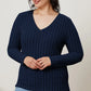 BASIC BAE FULL SIZE RIBBED V-NECK LONG SLEEVE T-SHIRT
