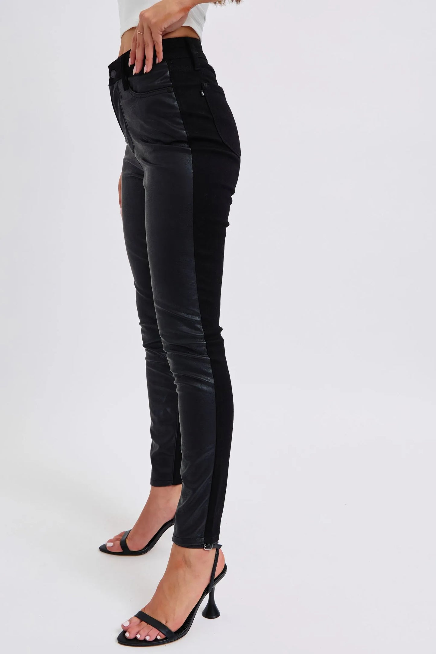 JUDY BLUE PLUS SIZE HW FAUX LEATHER SKINNY PANTS