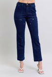 JUDY BLUE FULL SIZE HW WORK WEAR KNEE PATCH STRAIGHT JEANS PLUS SIZE