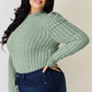 BASIC BAE FULL SIZE RIBBED MOCK NECK PUFF SLEEVE T-SHIRT