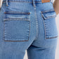 JUDY BLUE FULL SIZE MID RISE BERMUDAS DENIM SHORTS W/ BACK FLAP POCKETS PLUS SIZE