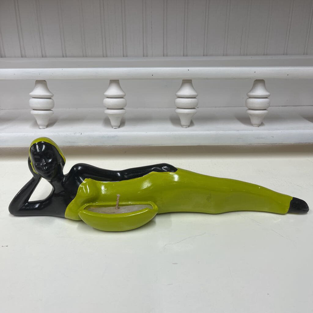 EBONY LADY LAYING CANDLE HOLDER (AS IS)-Thriftique Marketplace