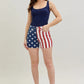 JUDY BLUE FULL SIZE HIGH WAIST AMERICANA FLAG FRAY HEM SHORTS PLUS SIZE