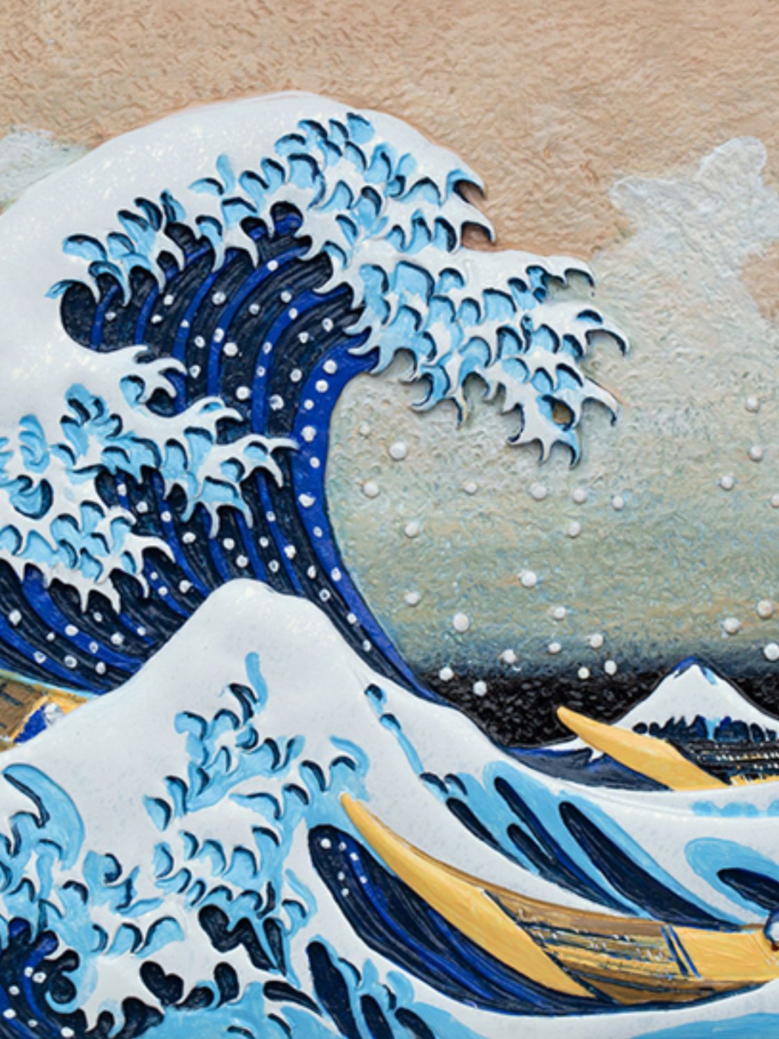 RELIEF THE GREAT WAVE OFF KANAGAWA 3D ACRYLIC PAINTING