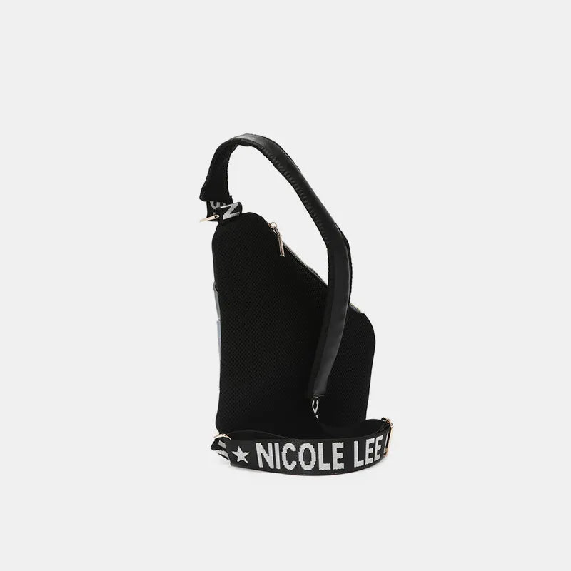 NICOLE LEE USA VEGAN LEATHER LEOPARD & LIP PATTERN CROSSBODY BAG
