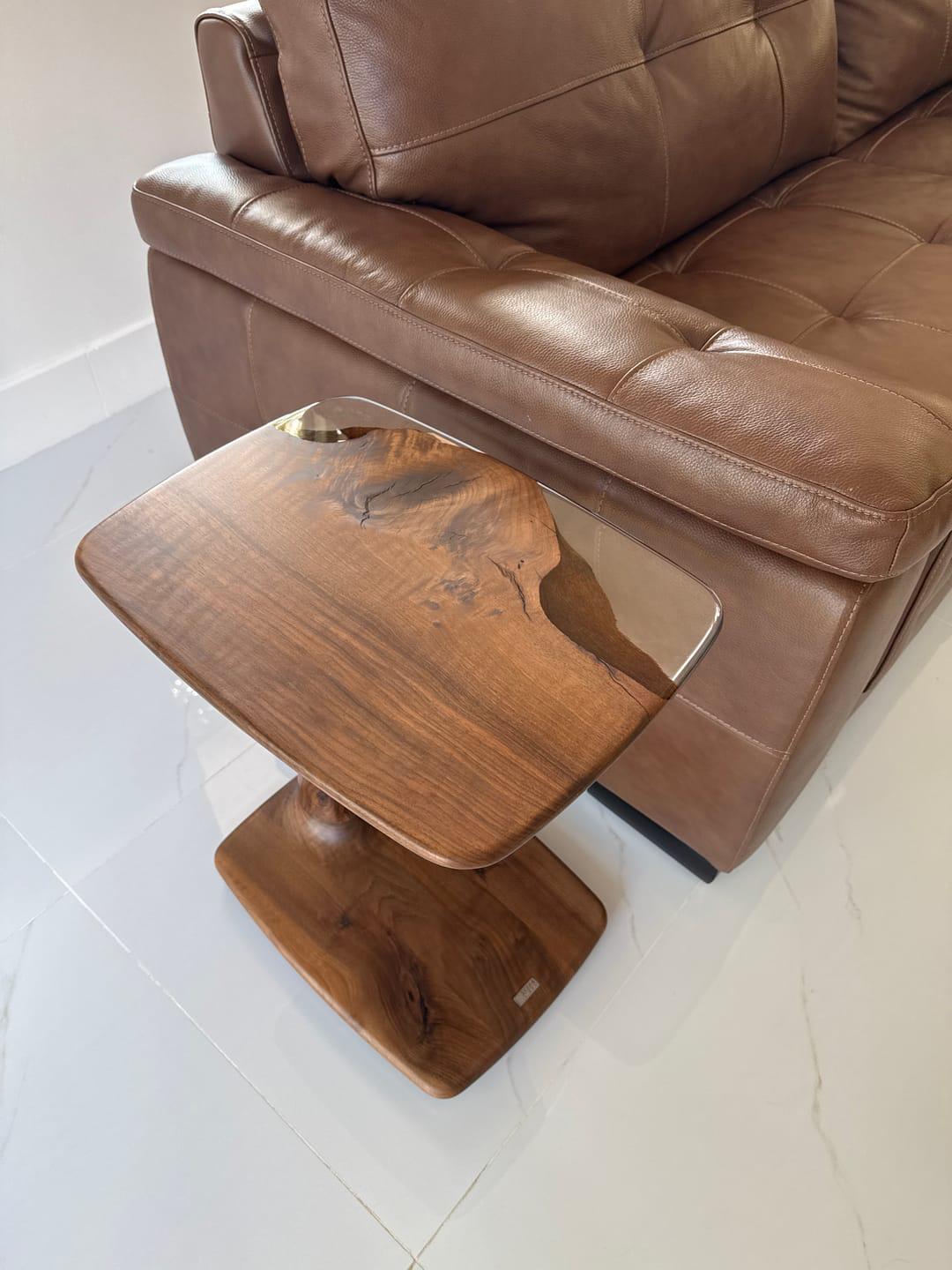 C-SHAPED LUXURY RESIN END / SIDE TABLE - UNIQUE GIFT IDEA