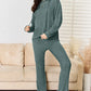 BASIC BAE FULL SIZE RIBBED DRAWSTRING HOODED TOP AND STRAIGHT PANTS SET