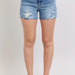 JUDY BLUE FULL SIZE HIGH WAIST DENIM SHORTS W/STITCH OVER DESTROY DETAIL PLUS SIZE
