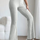 BASIC BAE FULL SIZE RIBBED HIGH WAIST FLARE PANTS