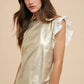 ANNIE WEAR MIX MEDIA METALLIC KNIT RUFFLE SLEEVE TOP