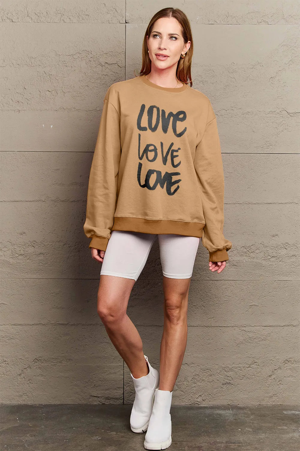 SIMPLY LOVE FULL SIZE LOVE ROUND NECK SWEATSHIRT