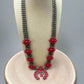 Faux Coral Long Squash Blossom Statement Necklace - 32 inch necklace