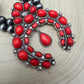 Faux Coral Long Squash Blossom Statement Necklace - 32 inch necklace