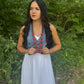 Faux Coral Long Squash Blossom Statement Necklace - 32 inch necklace