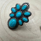 Faux Turquoise Cluster Statement Size Cuff Ring - Adjustable Sizing