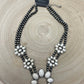 Faux White Buffalo Double Strand Squash Blossom Necklace -  18 inch