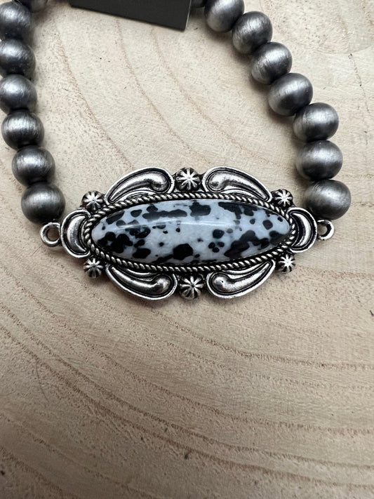 Faux White Buffalo Stretch Bracelet
