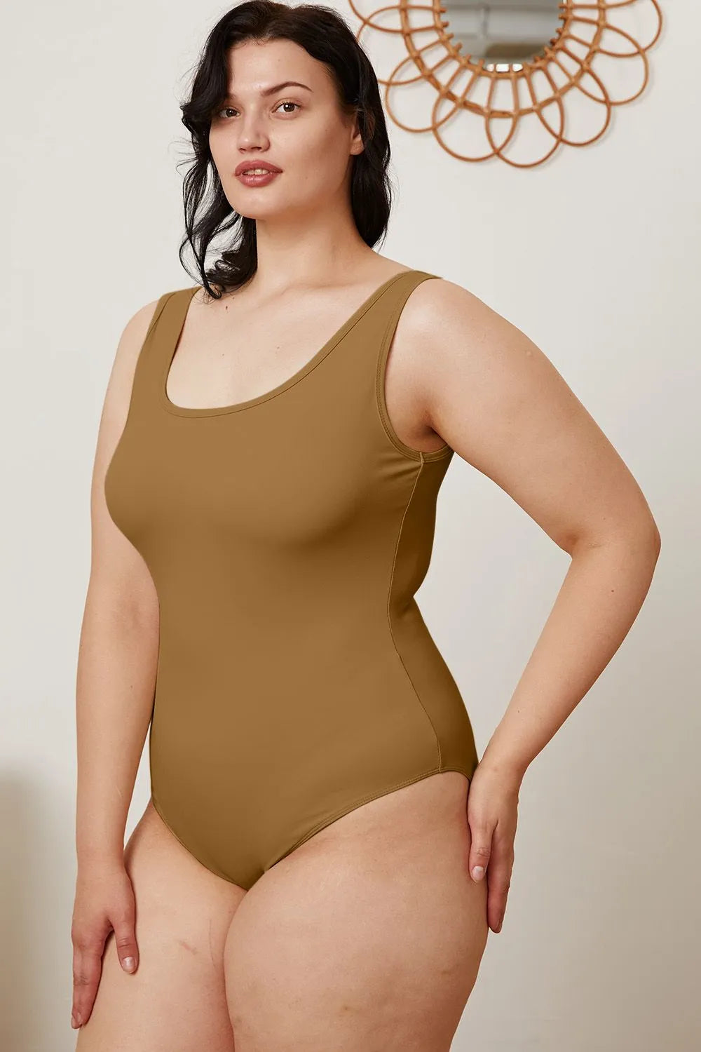 BASIC BAE FULL SIZE SQUARE NECK SLEEVELESS BODYSUIT