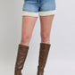 JUDY BLUE FULL SIZE HW TUMMY CONTROL SHEARLING CUFF DENIM SHORTS PLUS SIZE