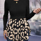 IVY LANE LEOPARD PEPLUM ROUND NECK BLOUSE