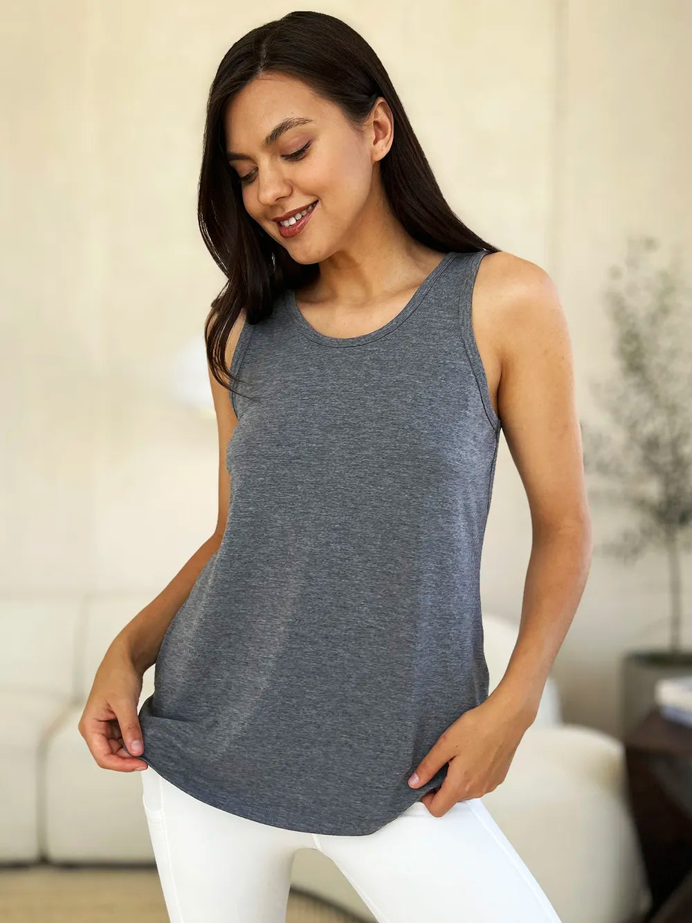 BASIC BAE FULL SIZE ROUND NECK CURVED HEM TANK