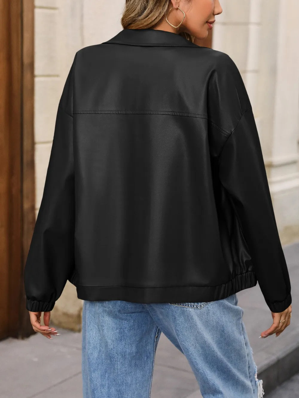 IVY LANE ZIP UP DROPPED SHOULDER JACKET