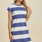 BASIC BAE FULL SIZE STRIPED ROUND NECK CAP SLEEVE MINI DRESS