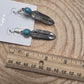 Feather Earrings with Faux Turquoise - 2 inch drop