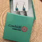 Feather Earrings with Faux Turquoise - 2 inch drop