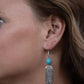 Feather Earrings with Faux Turquoise - 2 inch drop