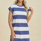 BASIC BAE FULL SIZE STRIPED ROUND NECK CAP SLEEVE MINI DRESS
